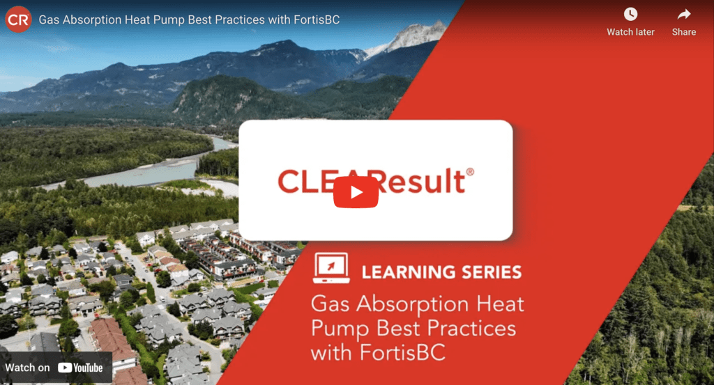 Gas Absorption Heat Pump Best Practices Webinar title slide: Gas Absorption Heat Pump Best Practices